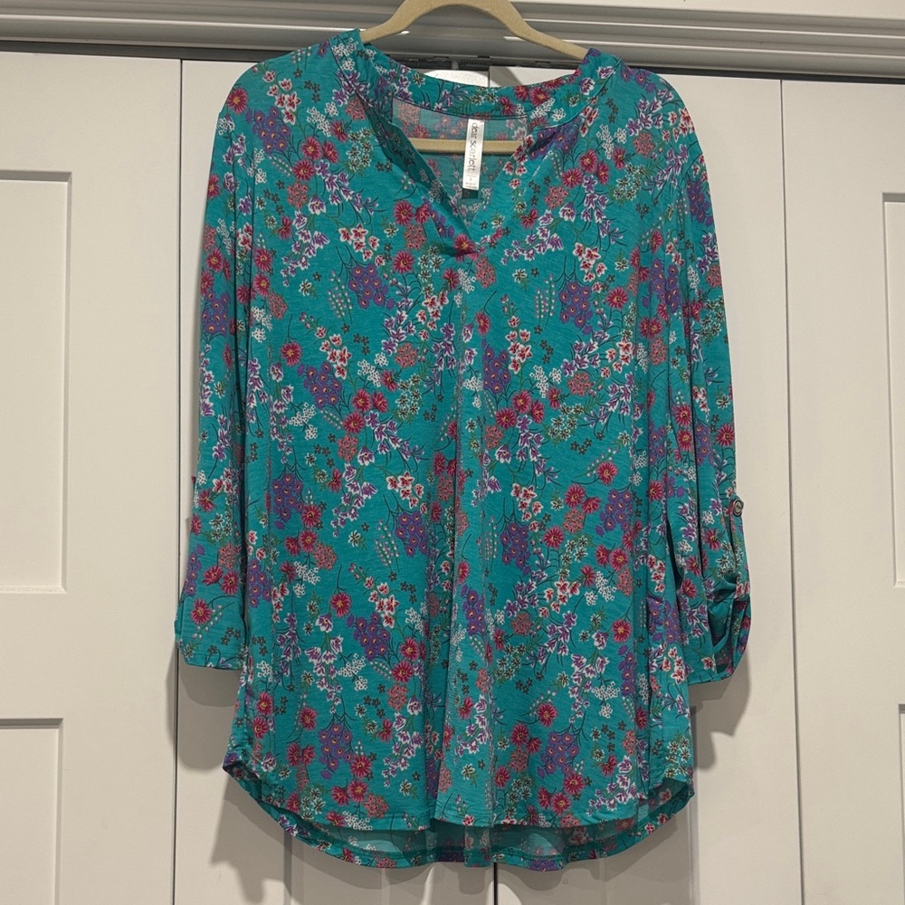 Vibrant Floral V-Neck Blouse